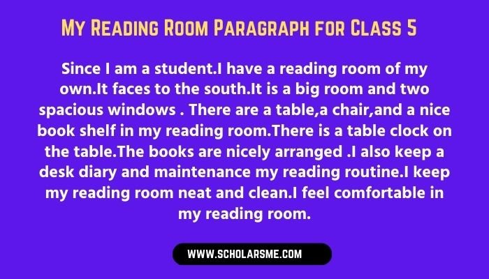 My Reading Room Paragraph for Class 5