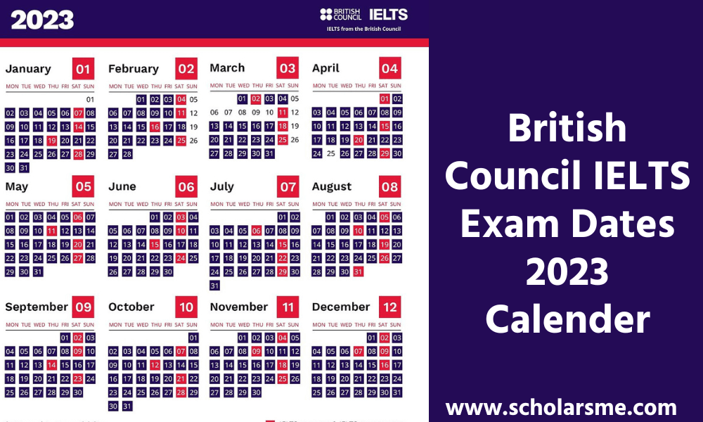 British Council IELTS Exam Dates 2023 Calender