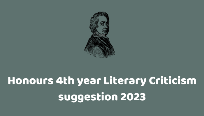 Honours 4th year Literary Criticism suggestion 2023