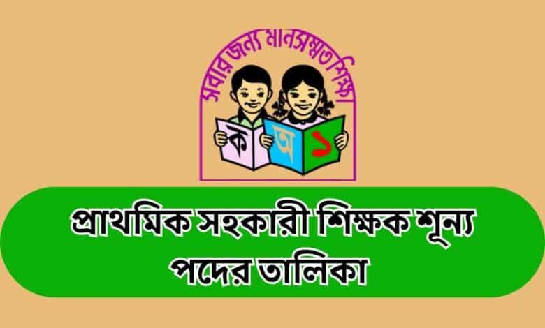 প্রাথমিক সহকারী শিক্ষক শূন্য পদের তালিকা ২০২৫