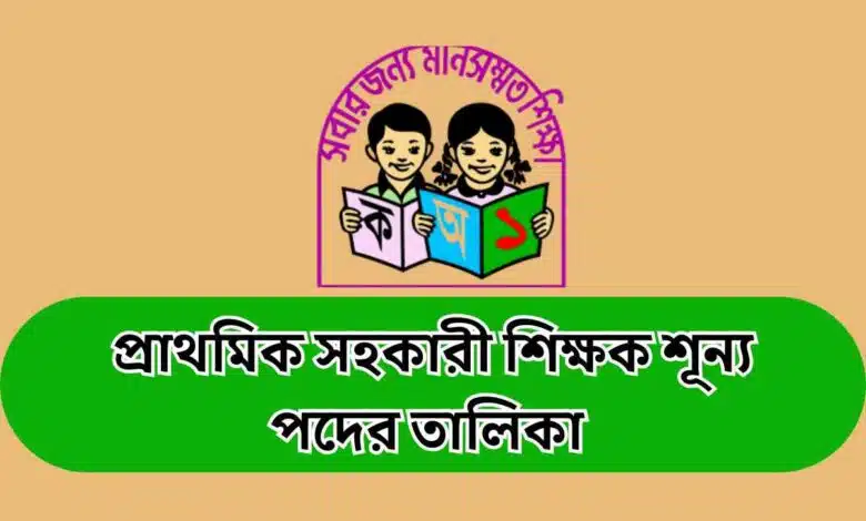 প্রাথমিক সহকারী শিক্ষক শূন্য পদের তালিকা ২০২৫