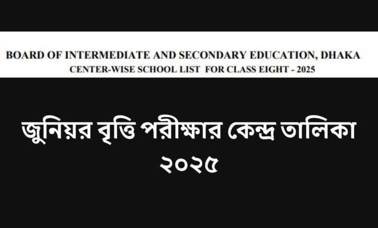 জুনিয়র বৃত্তি পরীক্ষার কেন্দ্র তালিকা ২০২৫